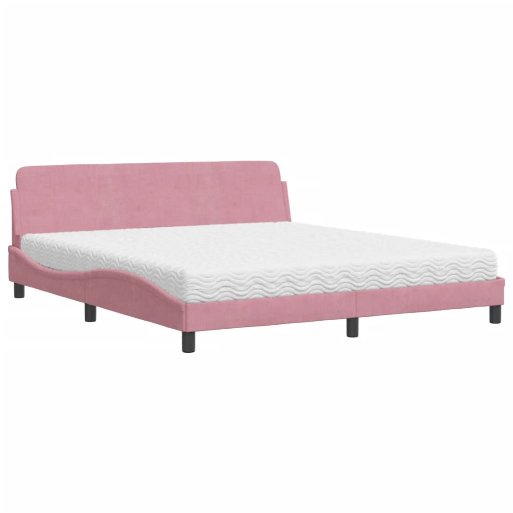 Letto con Materasso Dover Rosa 180x200 cm in Velluto - homemem39