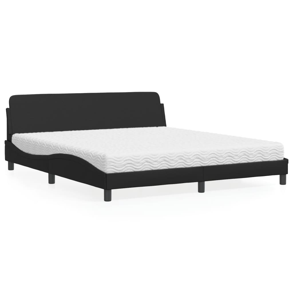 Letto con Materasso Dover Nero 180x200 cm in Similpelle - homemem39