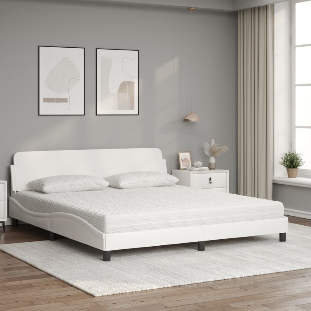 Letto con Materasso Dover Bianco 180x200 cm in Similpelle - homemem39