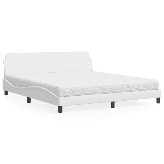 Letto con Materasso Dover Bianco 180x200 cm in Similpelle - homemem39