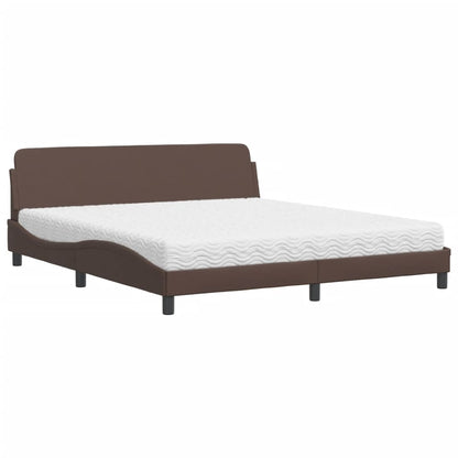 Letto con Materasso Dover Marrone 180x200cm in Similpelle | homemem39