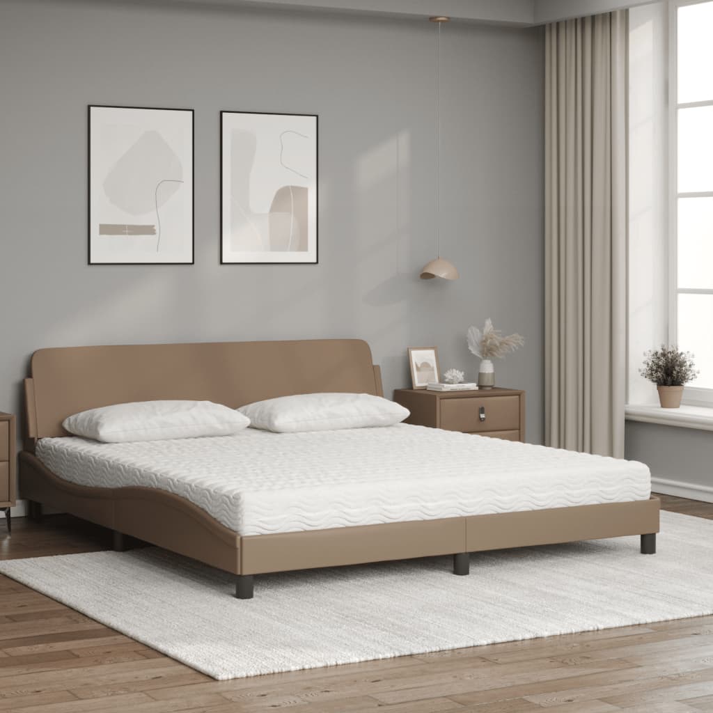Letto con Materasso Dover Cappuccino 180x200cm Similpelle | homemem39