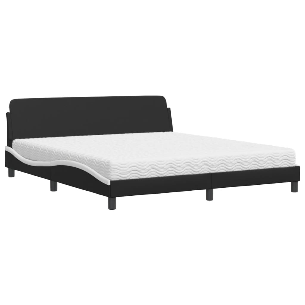 Letto con Materasso Dover Nero e Bianco 180x200 cm in Similpelle - homemem39