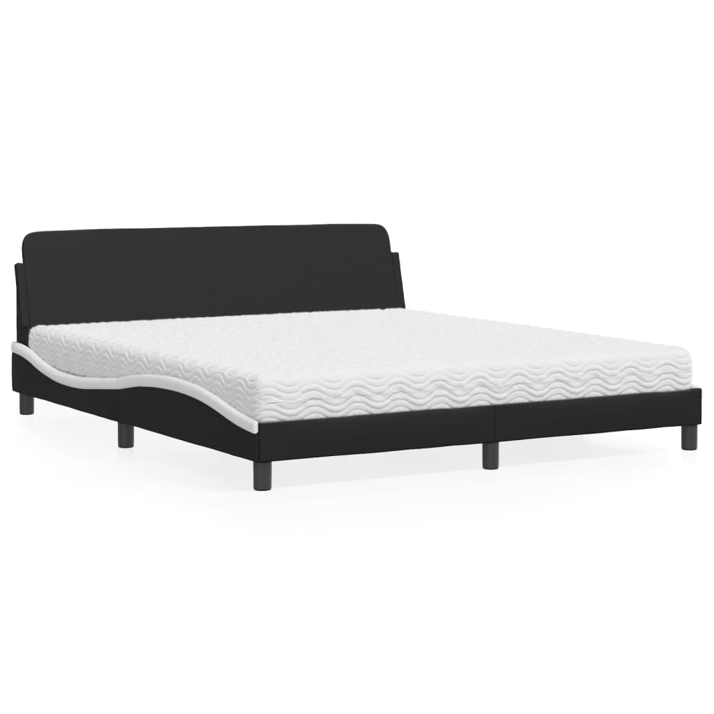 Letto con Materasso Dover Nero e Bianco 180x200 cm in Similpelle - homemem39