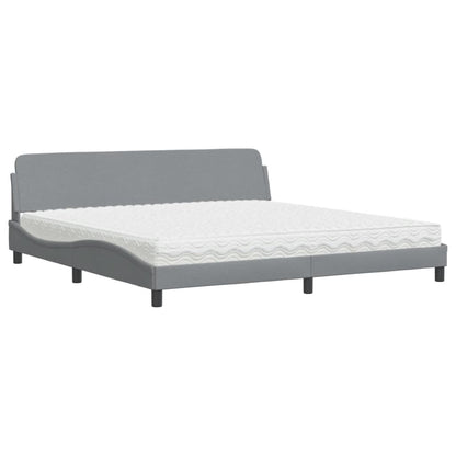 Letto con Materasso Dover Grigio Chiaro 200x200 cm in Tessuto