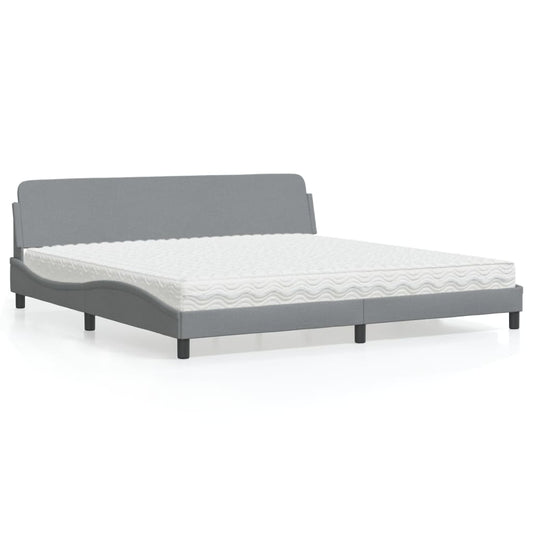 Letto con Materasso Dover Grigio Chiaro 200x200 cm in Tessuto