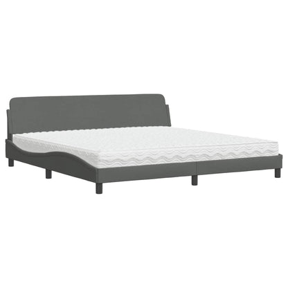 Letto con Materasso Dover Grigio Scuro 200x200 cm in Tessuto - homemem39