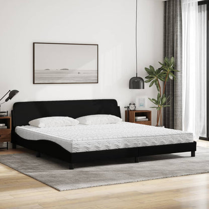 Letto con Materasso Dover Nero 200x200 cm in Tessuto - homemem39