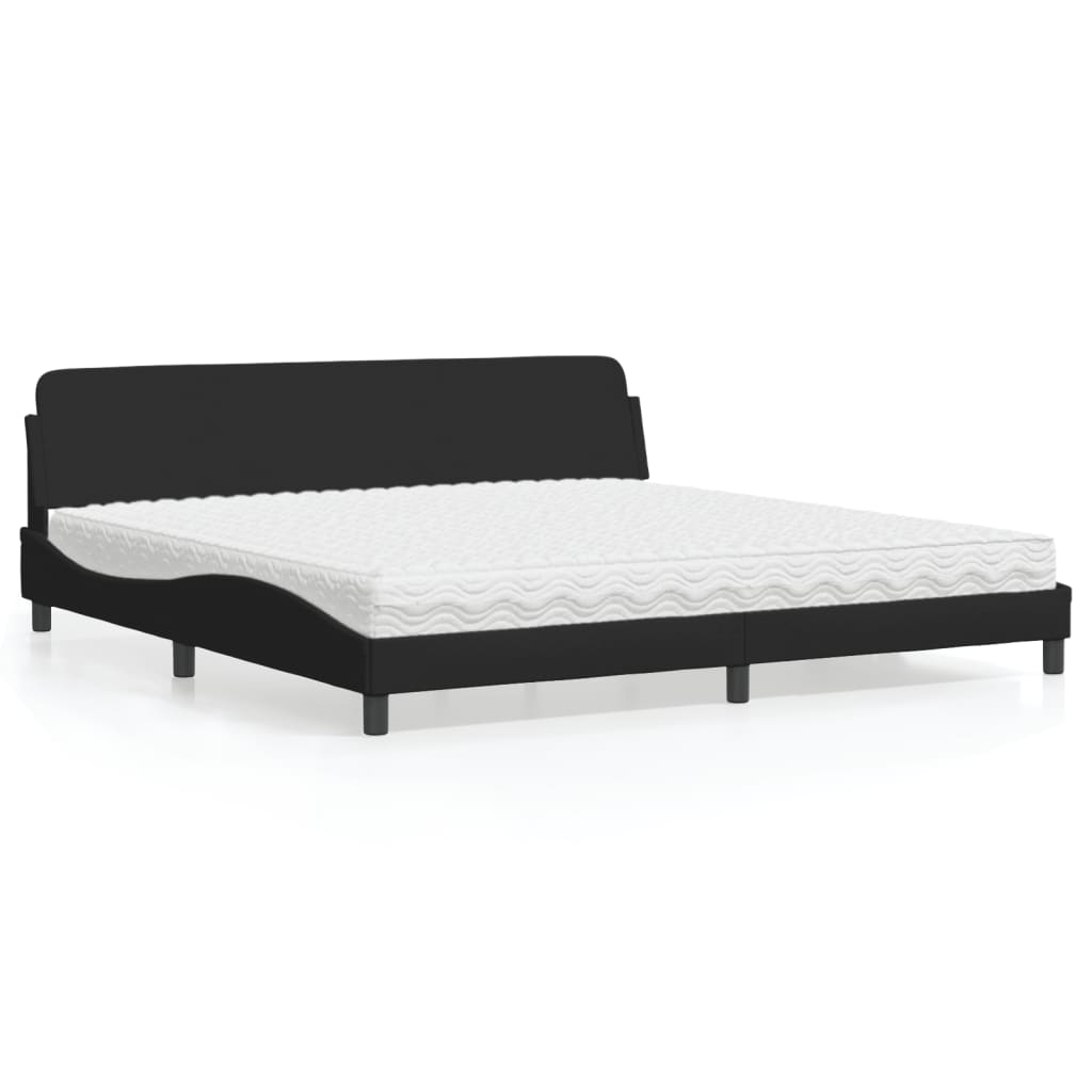 Letto con Materasso Dover Nero 200x200 cm in Tessuto - homemem39