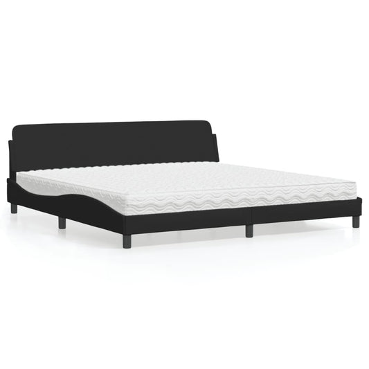 Letto con Materasso Dover Nero 200x200 cm in Tessuto - homemem39