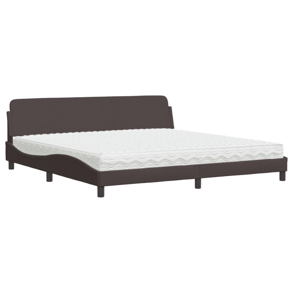 Letto con Materasso Dover Marrone Scuro 200x200 cm in Tessuto - homemem39