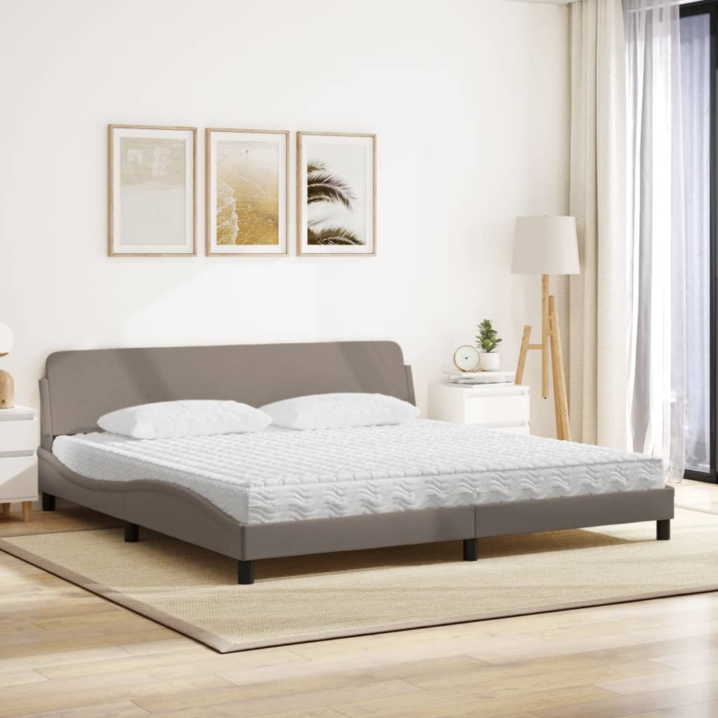 Letto con Materasso Dover Tortora 200x200 cm in Tessuto | homemem39