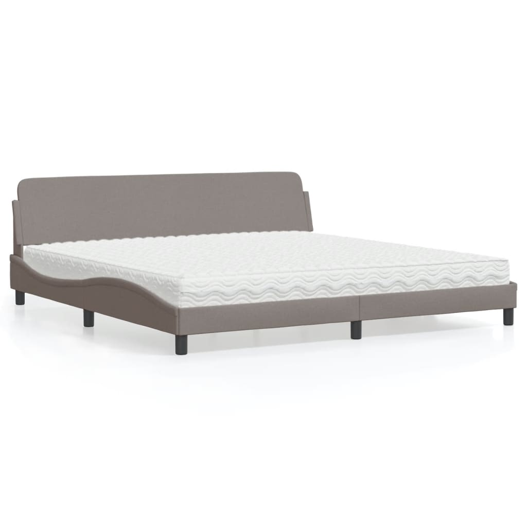 Letto con Materasso Dover Tortora 200x200 cm in Tessuto | homemem39