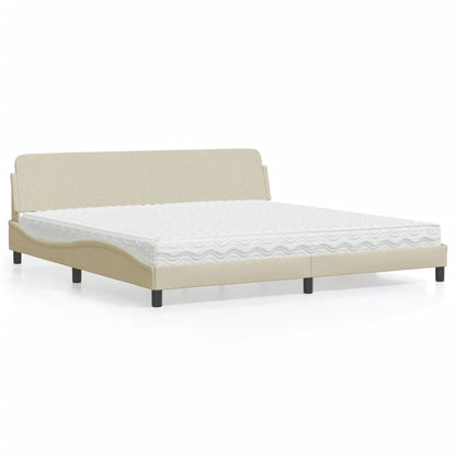 Letto con Materasso Dover Crema 200x200 cm in Tessuto - homemem39