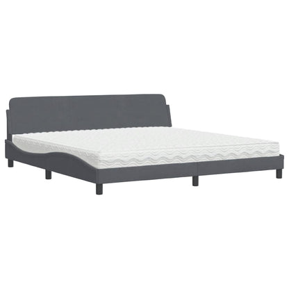 Letto con Materasso Dover Grigio Scuro 200x200 cm Velluto - homemem39