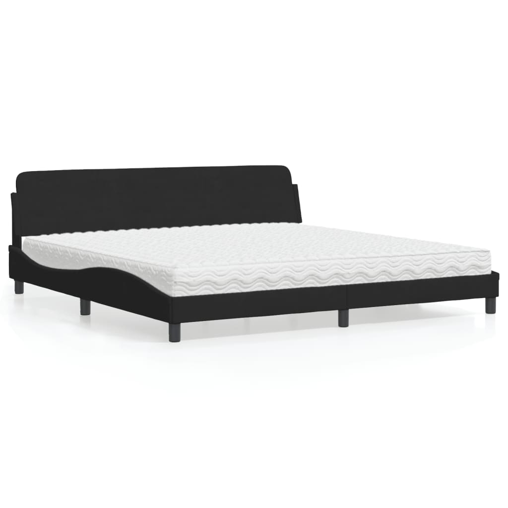 Letto con Materasso Dover Nero 200x200 cm in Velluto - homemem39