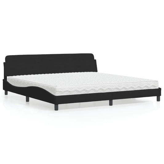 Letto con Materasso Dover Nero 200x200 cm in Velluto - homemem39