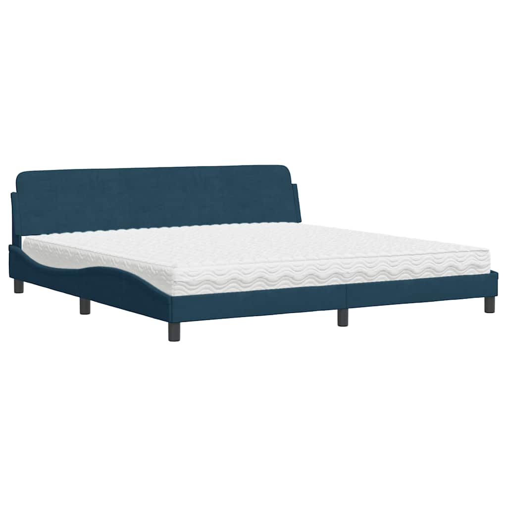 Letto con Materasso Dover Blu 200x200 cm Velluto