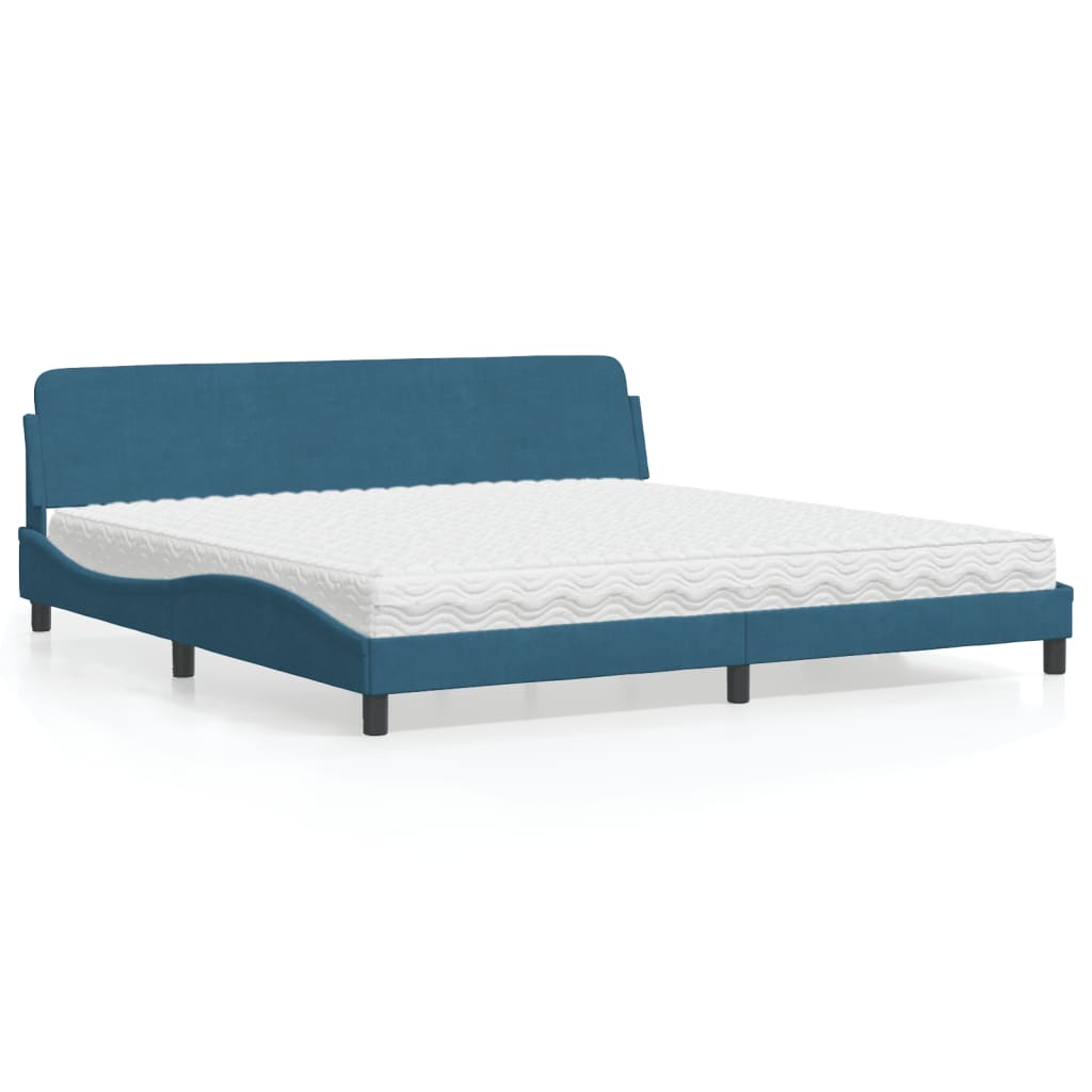 Letto con Materasso Dover Blu 200x200 cm Velluto - homemem39