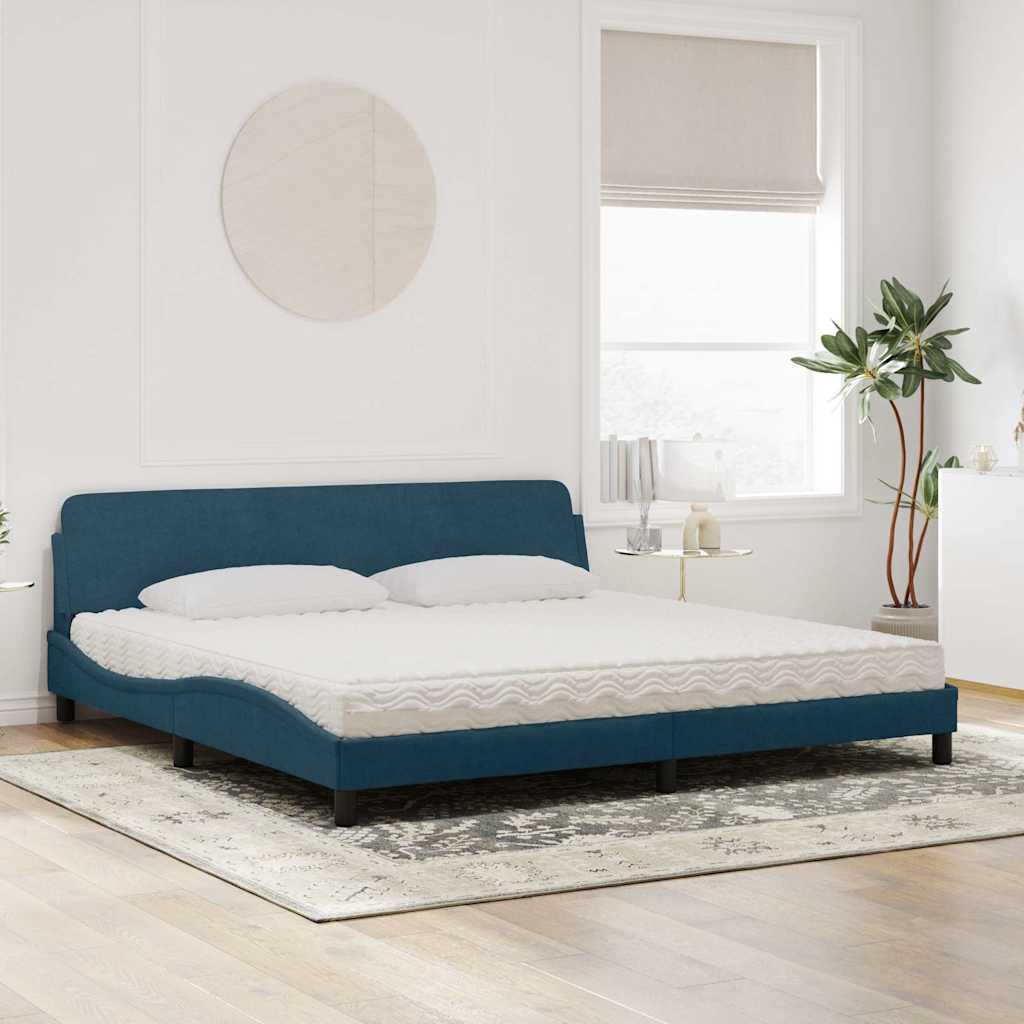 Letto con Materasso Dover Blu 200x200 cm Velluto