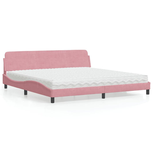 Letto con Materasso Dover Rosa 200x200 cm in Velluto - homemem39