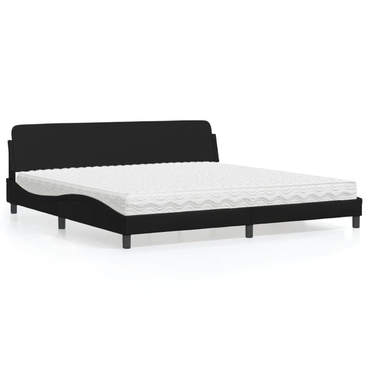 Letto con Materasso Dover Nero 200x200 cm in Similpelle