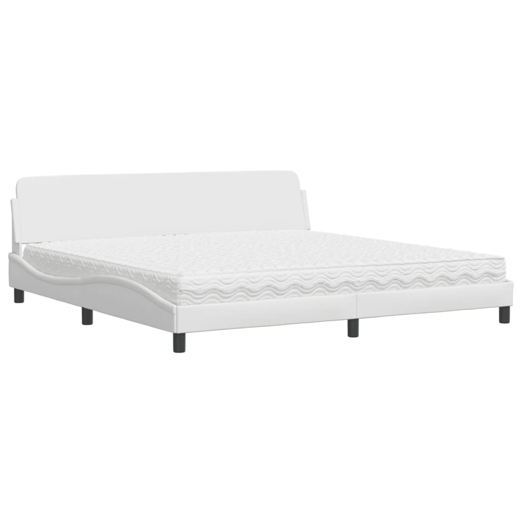 Letto con Materasso Dover Bianco 200x200cm in Similpelle