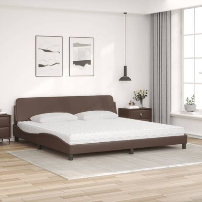 Letto con Materasso Dover Marrone 200x200cm in Similpelle - homemem39