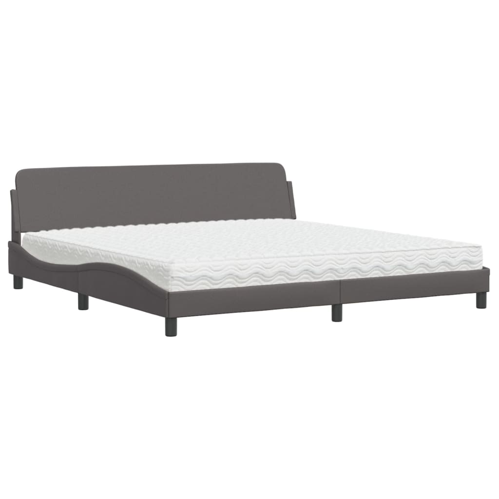 Letto con Materasso Dover Grigio 200x200 cm in Similpelle