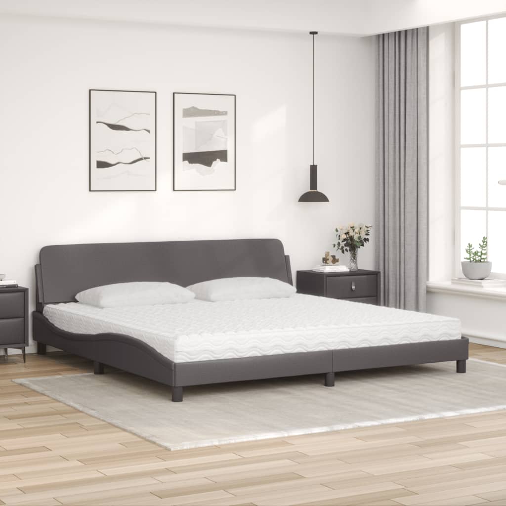 Letto con Materasso Dover Grigio 200x200 cm in Similpelle