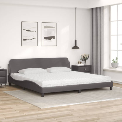 Letto con Materasso Dover Grigio 200x200 cm in Similpelle