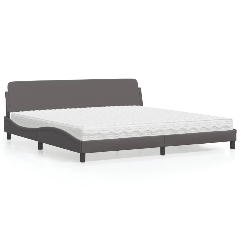 Letto con Materasso Dover Grigio 200x200 cm in Similpelle