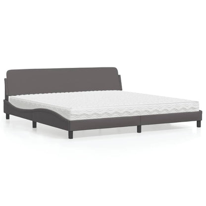Letto con Materasso Dover Grigio 200x200 cm in Similpelle