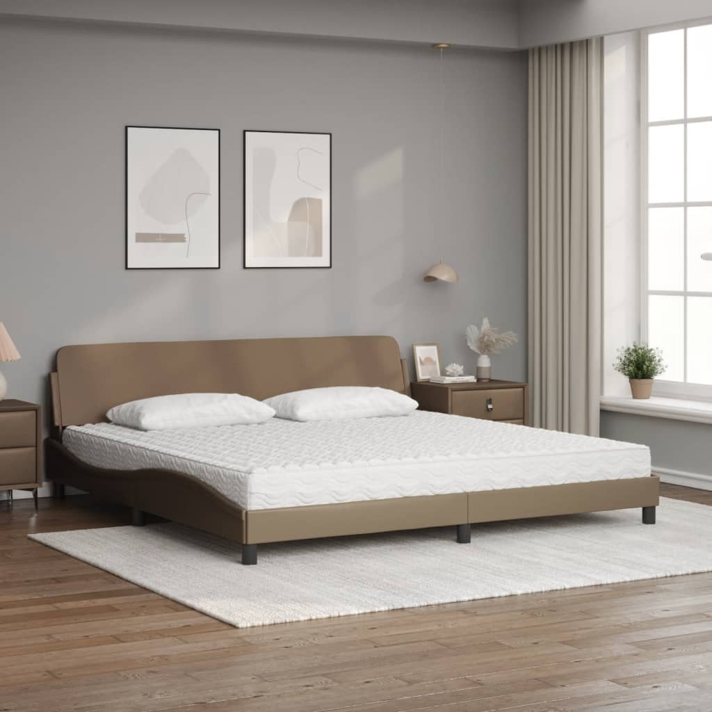 Letto con Materasso Dover Cappuccino 200x200cm Similpelle - homemem39