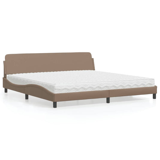 Letto con Materasso Dover Cappuccino 200x200cm Similpelle - homemem39