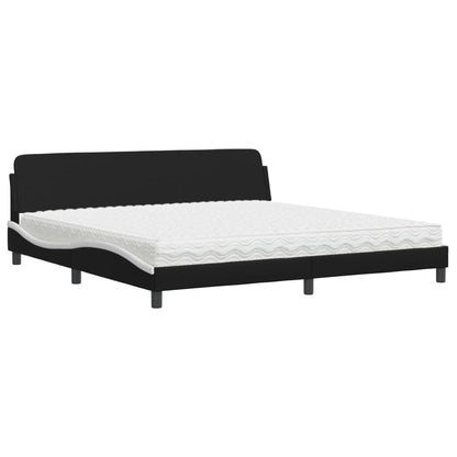 Letto con Materasso Dover Nero e Bianco 200x200cm in Similpelle