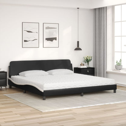 Letto con Materasso Dover Nero e Bianco 200x200cm in Similpelle