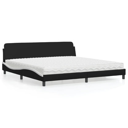 Letto con Materasso Dover Nero e Bianco 200x200cm in Similpelle