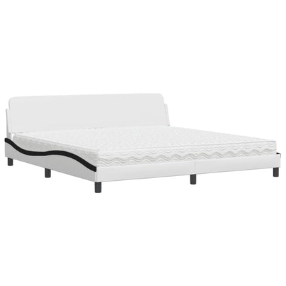 Letto con Materasso Dover Bianco e Nero 200x200cm in Similpelle