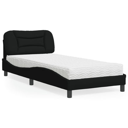 Letto con Materasso Hvar Nero 80x200 cm in Tessuto - homemem39