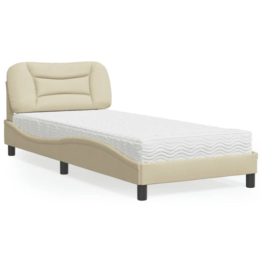 Letto con Materasso Hvar Crema 80x200 cm in Tessuto - homemem39