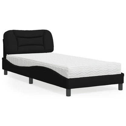 Letto con Materasso Hvar Nero 90x190 cm in Tessuto | homemem39