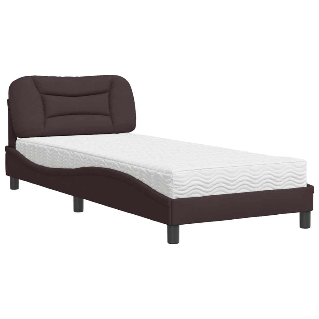 Letto con Materasso Hvar Marrone Scuro 90x190 cm in Tessuto