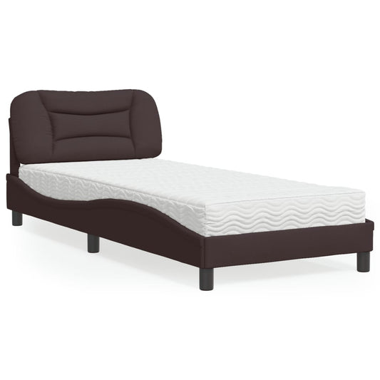 Letto con Materasso Hvar Marrone Scuro 90x190 cm in Tessuto