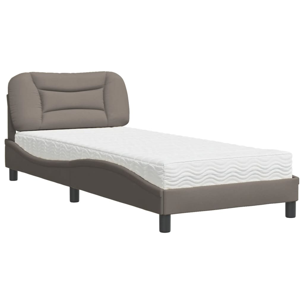 Letto con Materasso Hvar Tortora 90x190 cm in Tessuto | homemem39