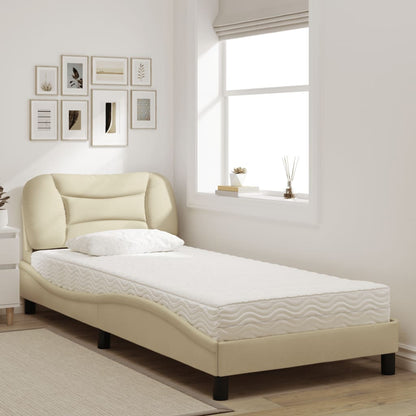 Letto con Materasso Hvar Crema 90x190 cm in Tessuto - homemem39