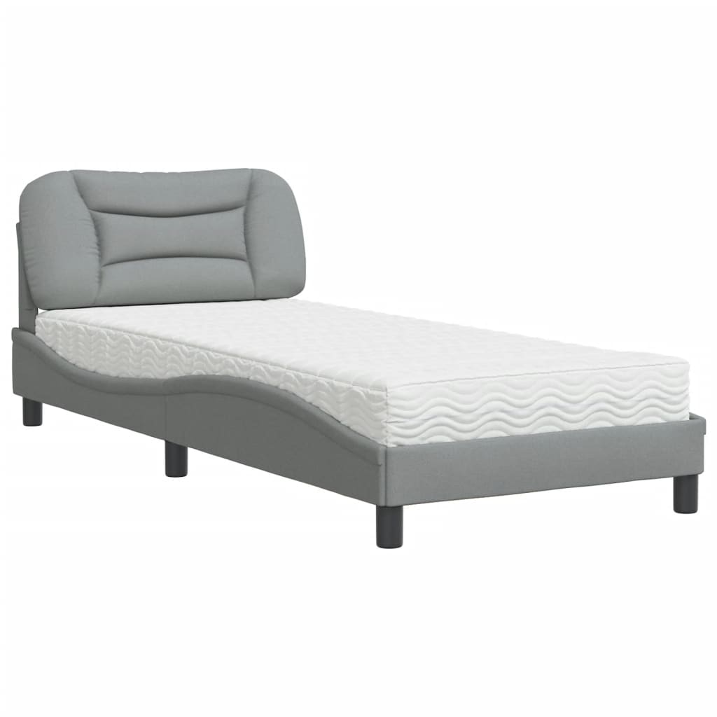 Letto con Materasso Hvar Grigio Chiaro 90x200 cm in Tessuto - homemem39