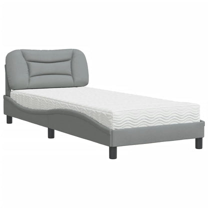 Letto con Materasso Hvar Grigio Chiaro 90x200 cm in Tessuto - homemem39