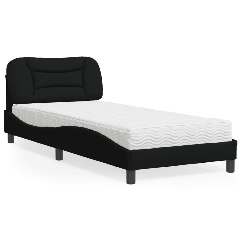 Letto con Materasso Hvar Nero 90x200 cm in Tessuto - homemem39