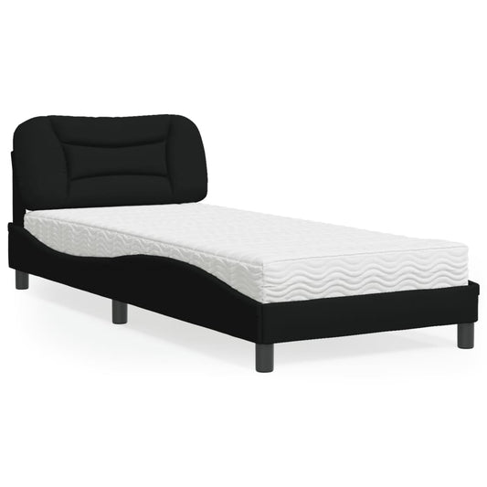 Letto con Materasso Hvar Nero 90x200 cm in Tessuto - homemem39